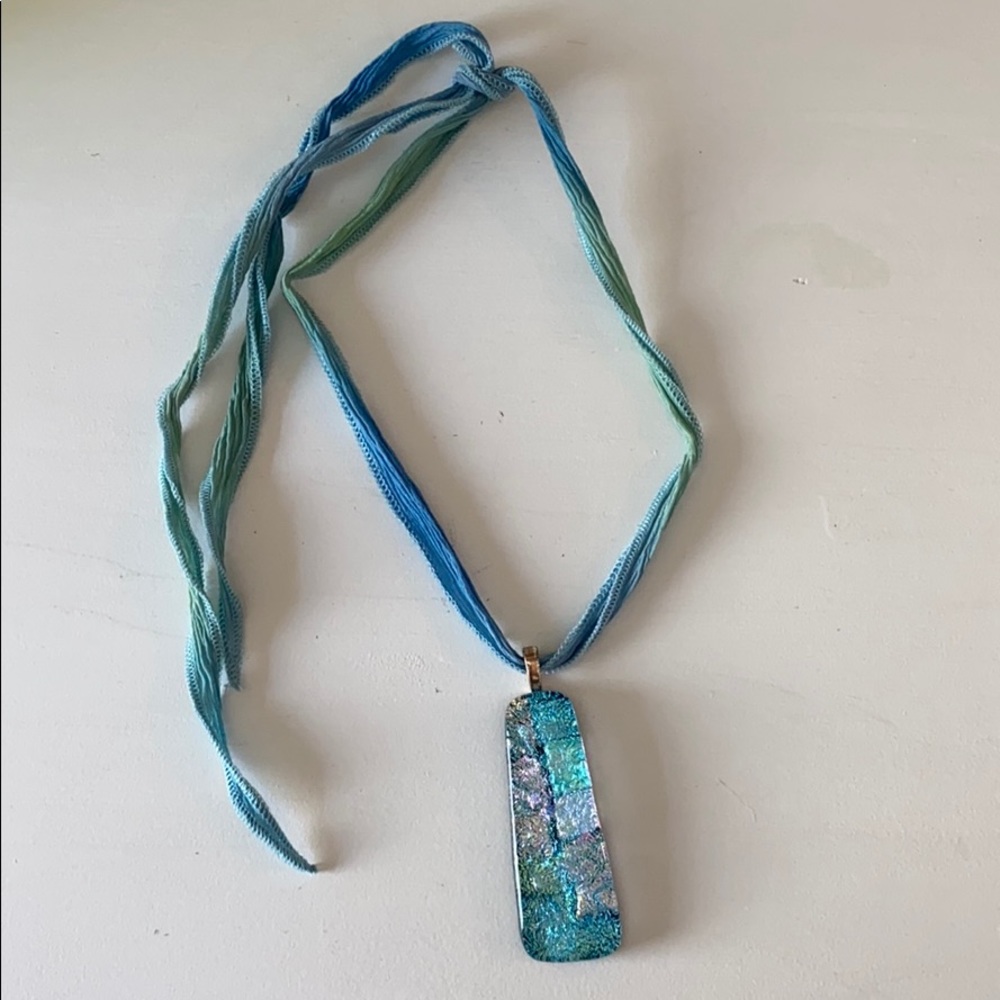 Blue glass pendant necklace